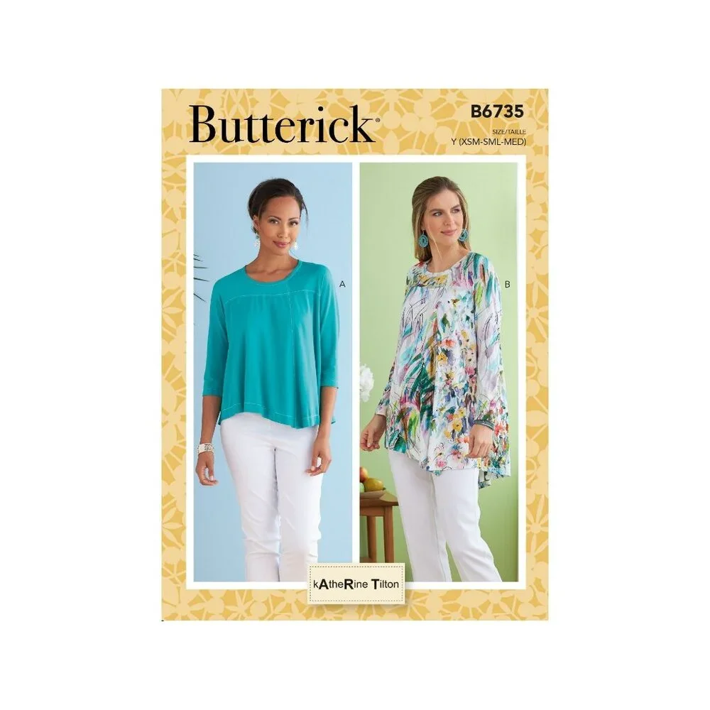 Butterick B6735 Katherine Tilton Misses Top‎ Pattern with Asymmetrical Hem XS-M