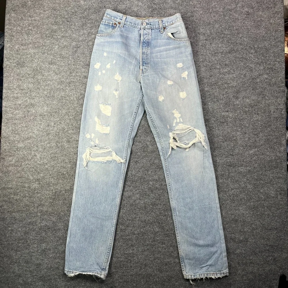 VTG 90s Levi's Jeans Blue Denim Distressed Button Fly Y2K USA Made 28X34 - Flaws