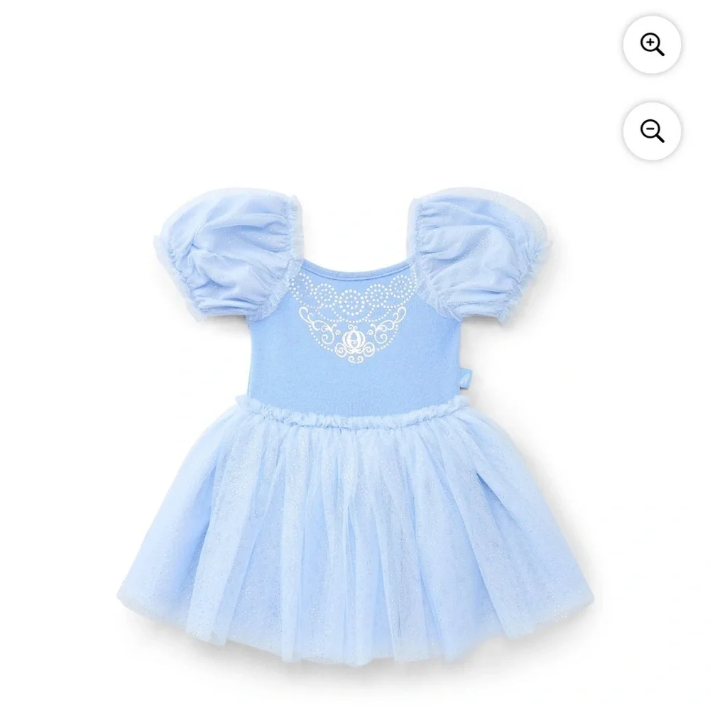 Disney Cinderella Tulle Princess Dress Kids NEW 2T 3T 4T 5T Blue Puff Sleeve