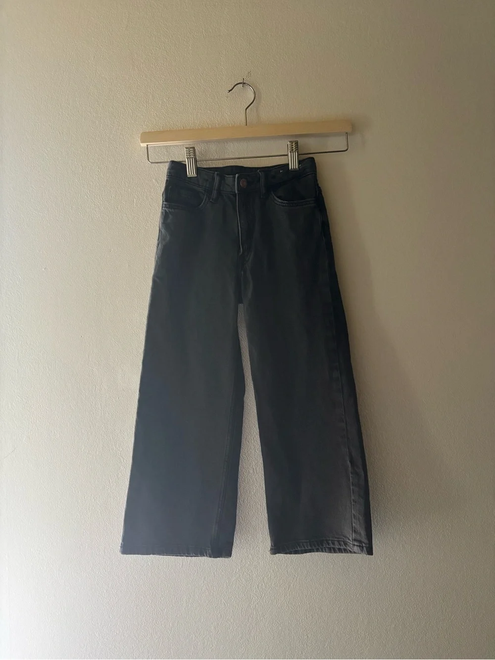Girl’s High-Waist Wide-Leg Black Jeans