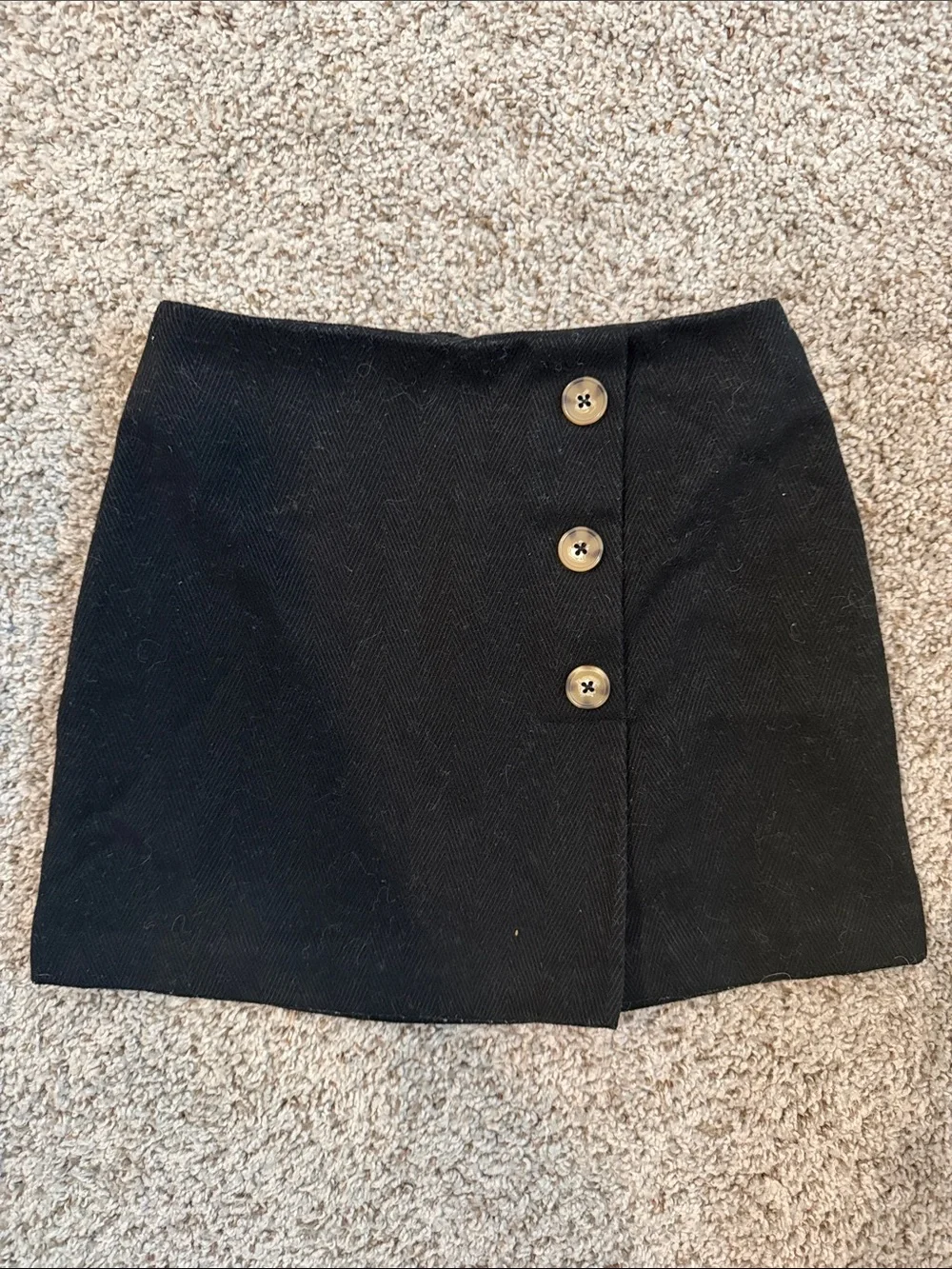 Gianni Bini Black Mini Skirt with Button Detail