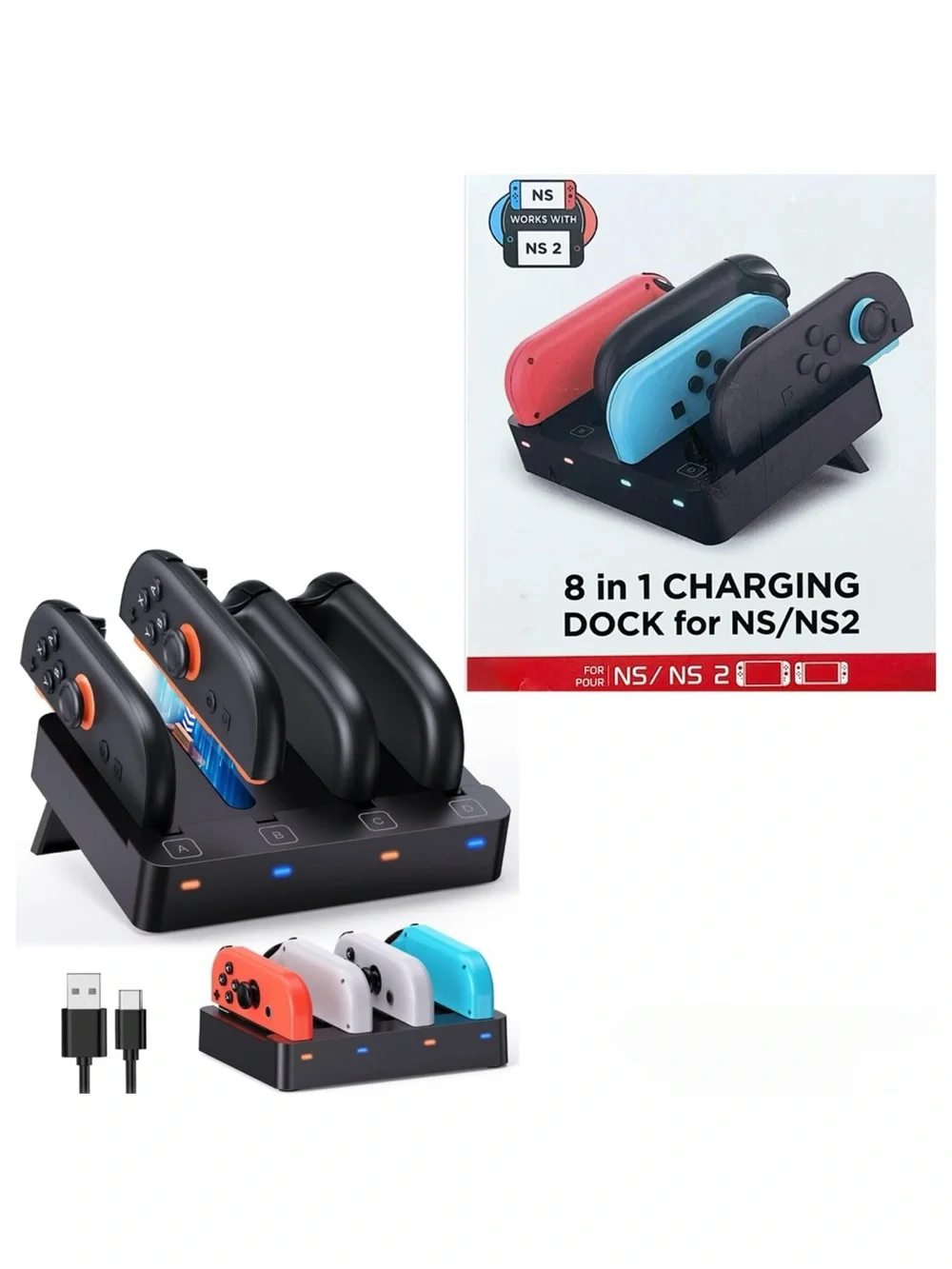 8-in-1 Nintendo Switch/Switch OLED Charging Dock for Joy-Con Controllers