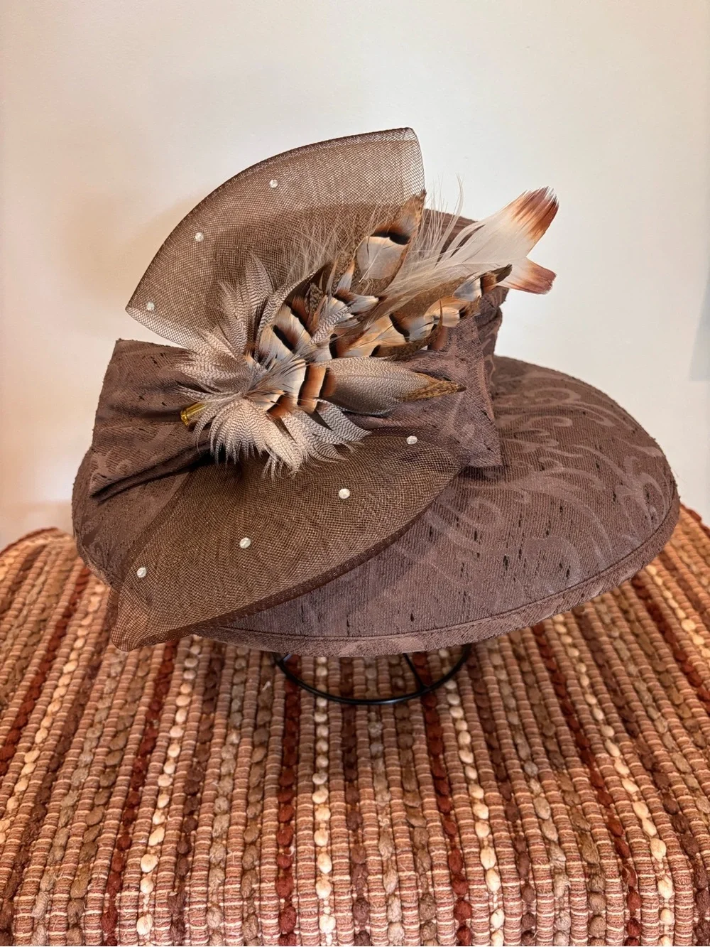 Tania Bella Premiere Collection Brown Kentucky Derby Hat Removable Hornady Pin
