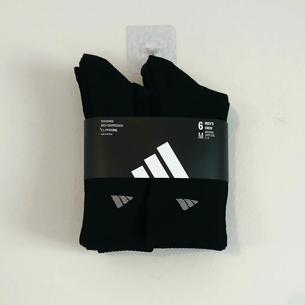 adidas Men's Black Athletic Crew Socks
