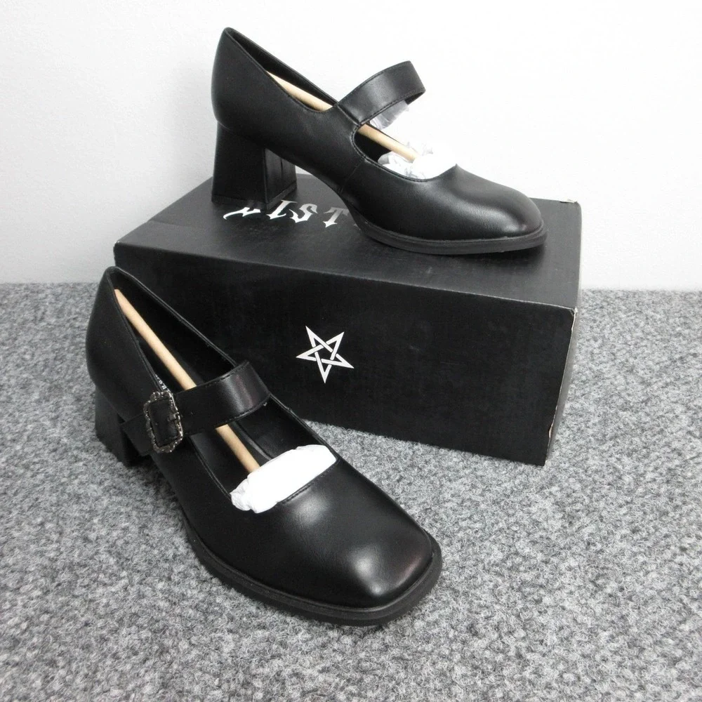 Disturbia Shoes Womens Size 8 Black Hina Floral Buckle Mary Jane FW1631 NWB
