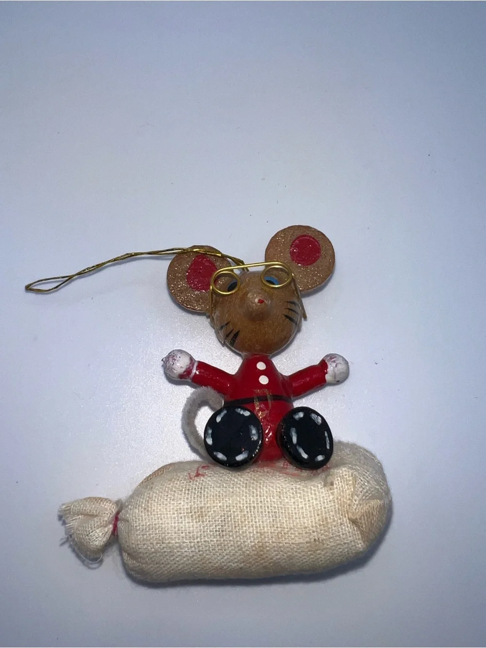 Vintage wooden Mouse Ornament