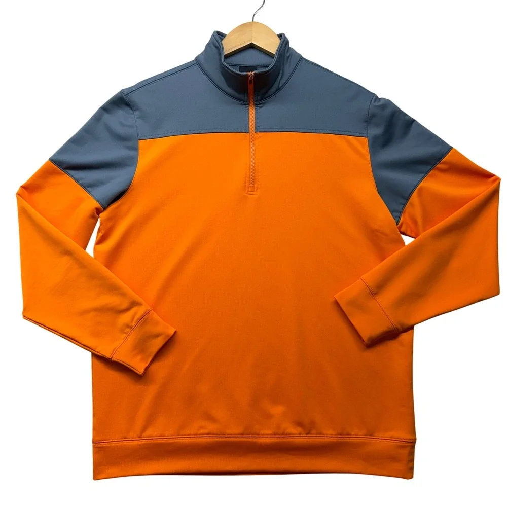 Dunning Golf Mens Quarter Zip Pullover Orange gray‎ Colorblock DN801126 Size M