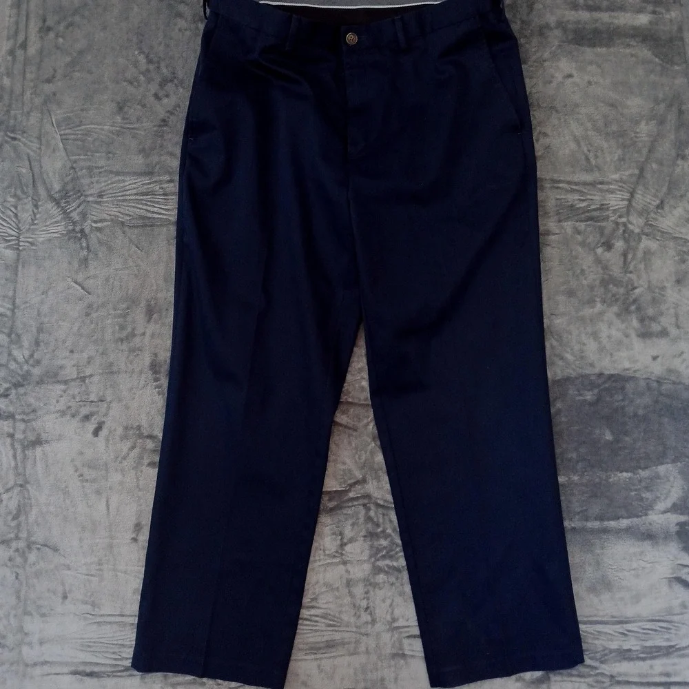Haggar Pants Mens 36x30 Blue Classic Fit Premium No Iron Khaki Chino Work Slacks