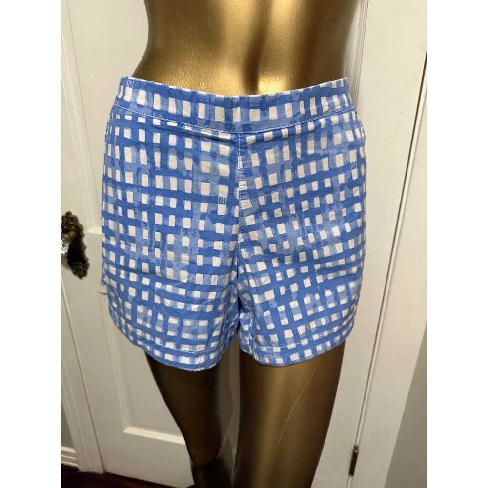 Lilly Pulitzer Blue Plaid Shorts Size Large Summer Womens