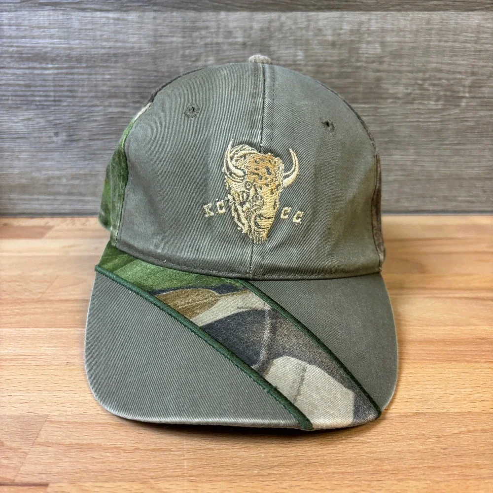 Kansas City Coutry Club Hat Cap Strap‎ Back Brown Green Camo Outdoors Adjustable