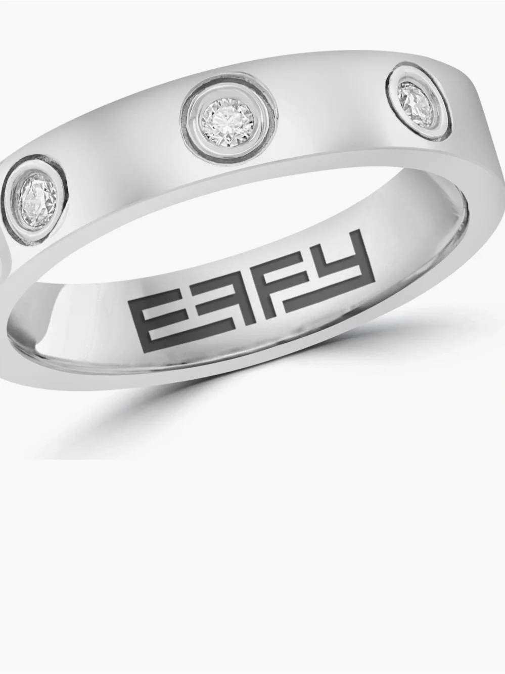 Effy Silver Three Bezel Set Diamond Band Ring