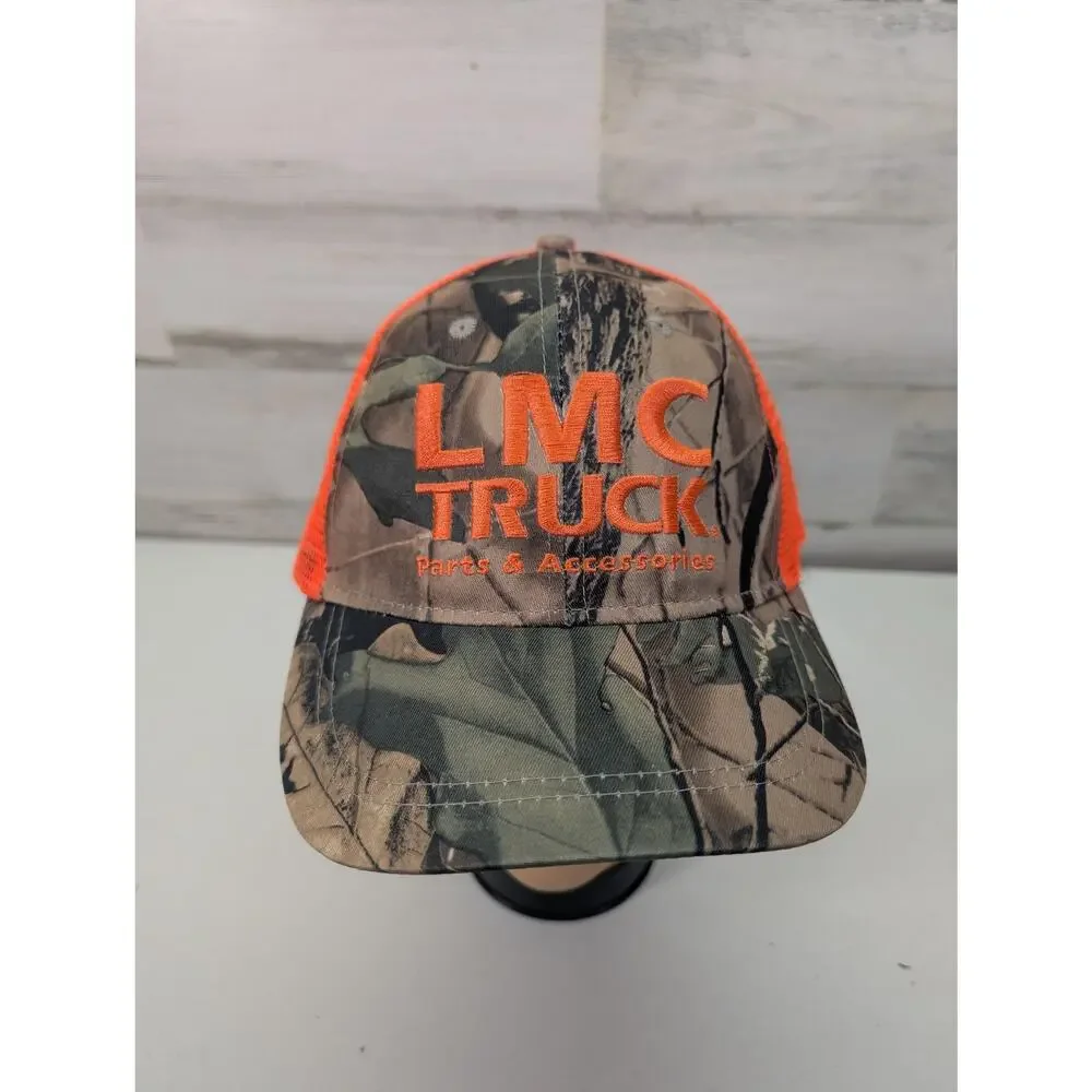 LMC Truck Hat Cap Snap Back Camo Orange Mesh‎ Trucker Embroidered Hunting Mens
