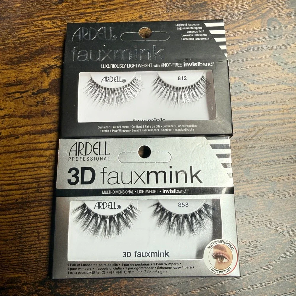Ardell False Eyelashes Faux Mink 812 And 3D 858‎ Lot Of 2 Black