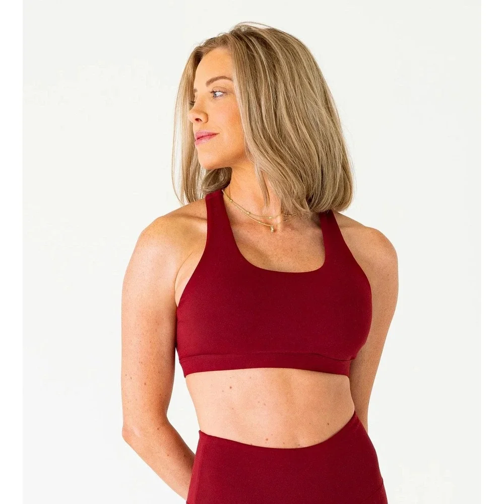 Resoluna Crossed Back Medium Support Sports Bra Cabernet L/XL New With‎ Tags