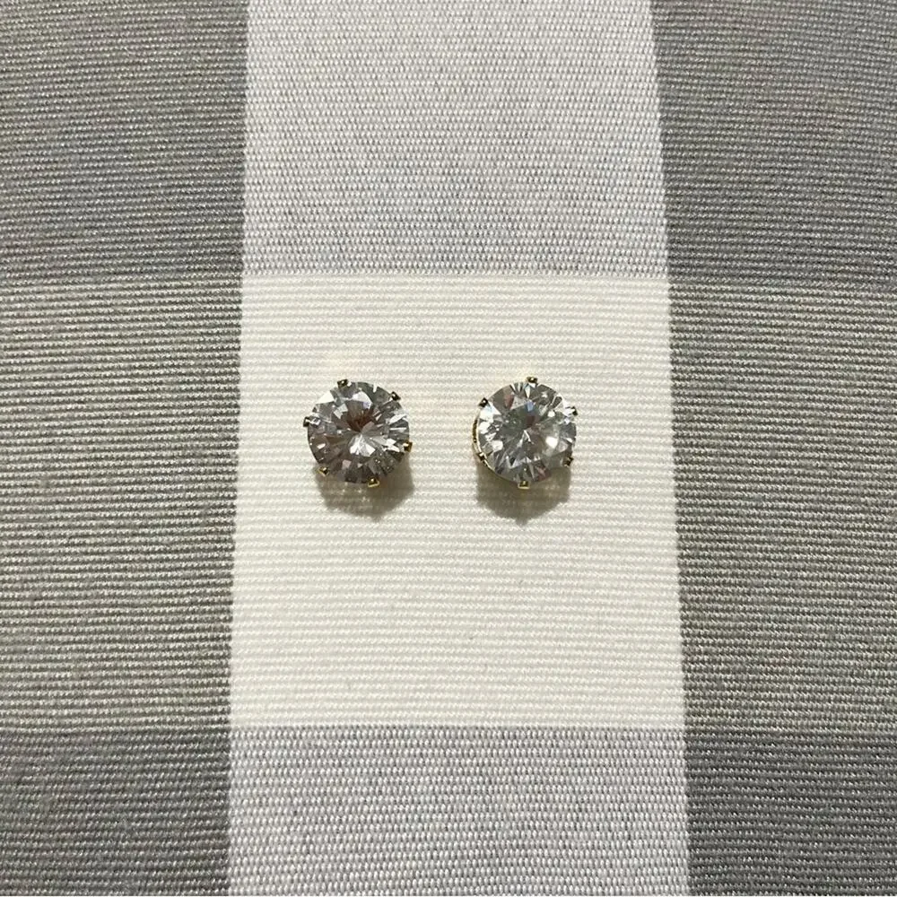 Gold CZ Metal Earrings‎ (1/2 in. Width)