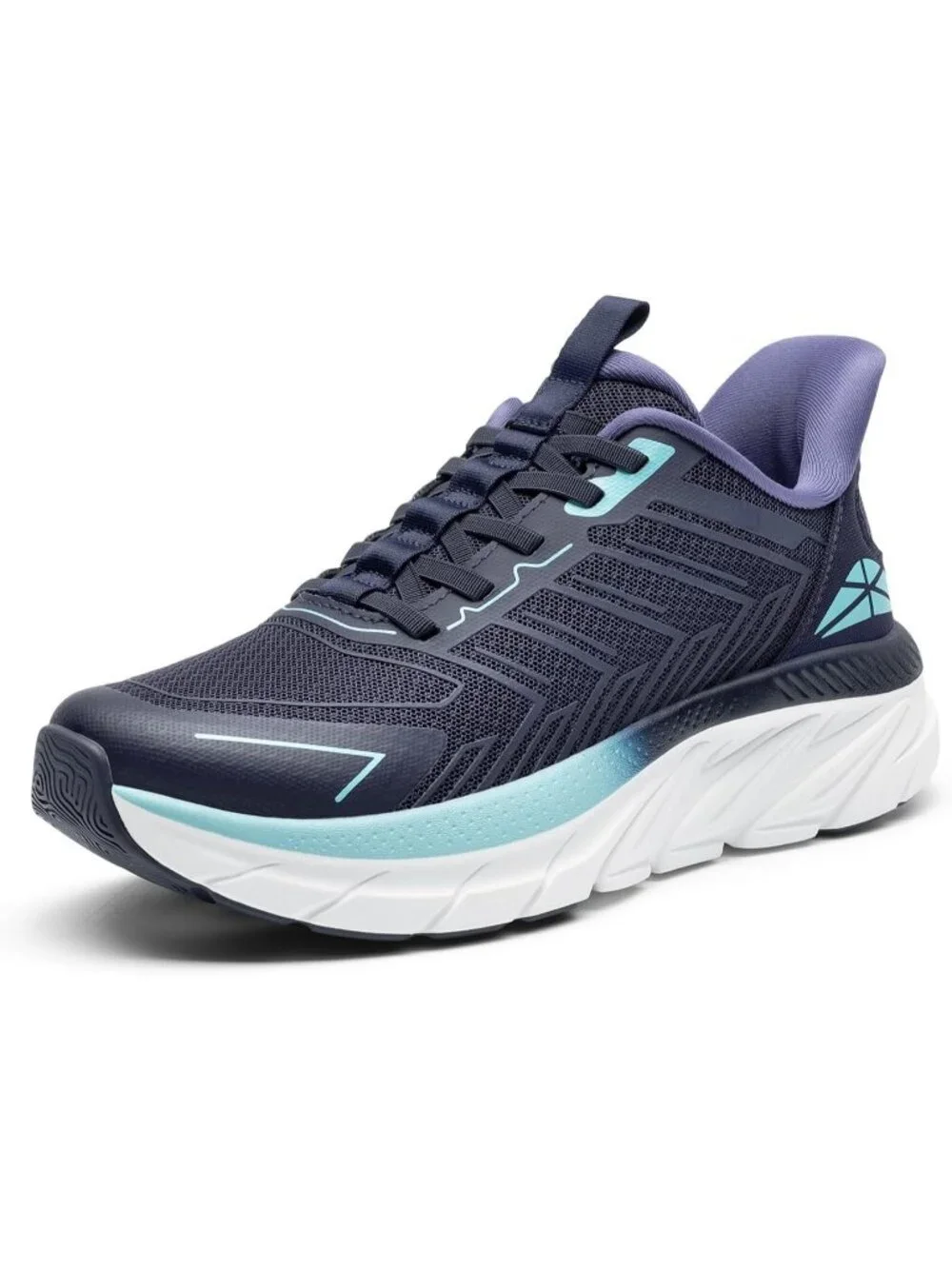 Women's Blue Walking Shoes Non Slip Pull On Round Toe Athletic Tennis Sneakers
