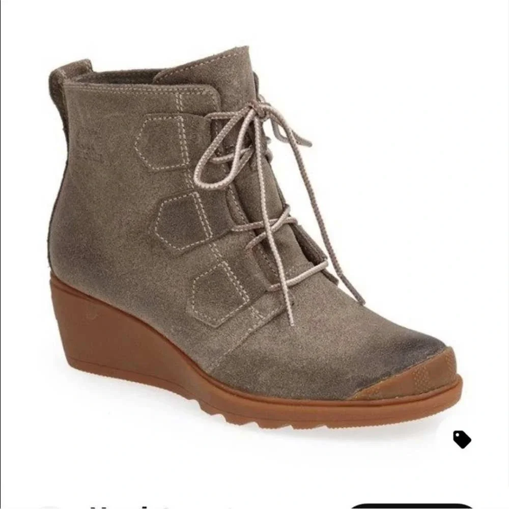 Sorel Toronto‎ Wedge Ankle Boots Major Oiled Suede Lace Up NL2115-245 Size 9