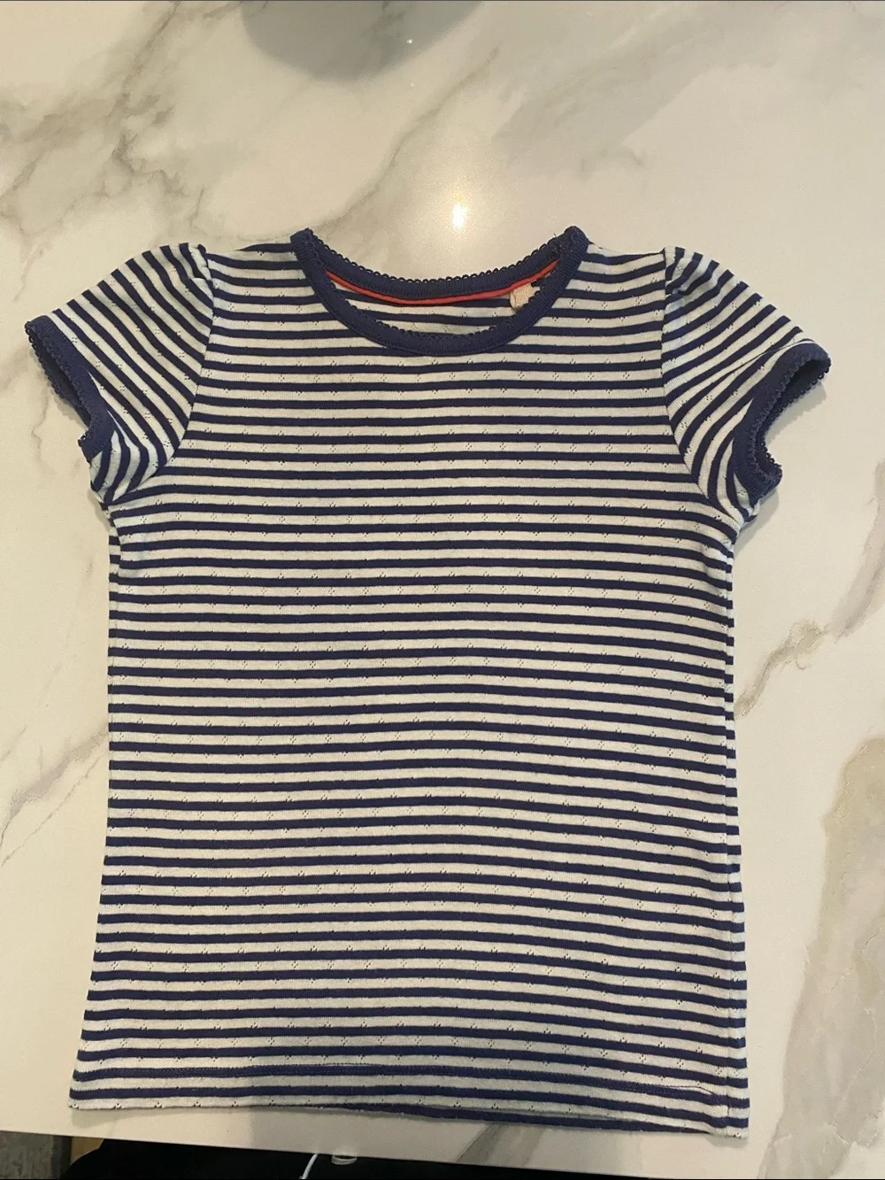 Mini Boden Short Sleeve Pointelle Top size 6/7