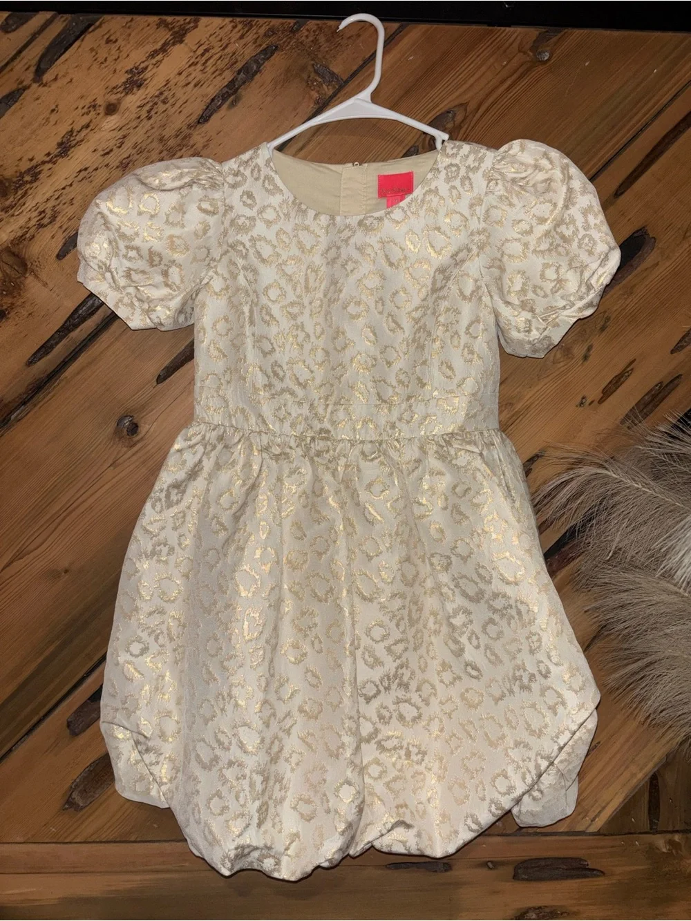Lilly Pulitzer Formal Ivory and Gold Leopard Bubble Dress