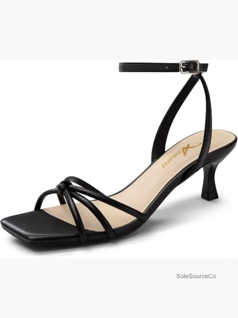 Square Open Toe Strappy Kitten Heels Ankle Strap Dress Sandals