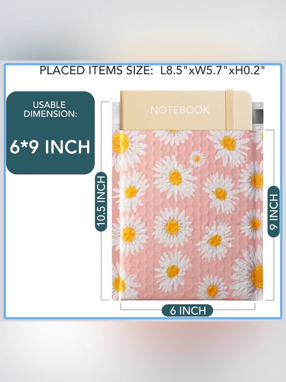 Bubble Polymailers  Pink Daisy Floral 6x10 inch