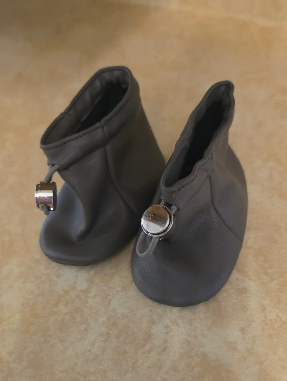 Children's Soft Faux Leather Booties in Dark Gray