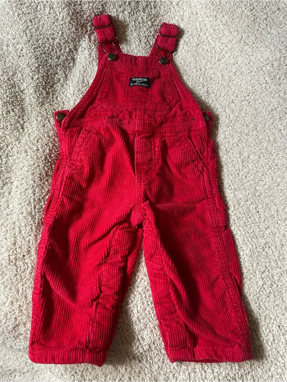 OshKosh B'gosh Red Lined Corduroy Baby Toddler Boy Overalls