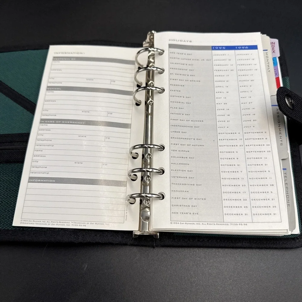 DayRunner includes inserts
