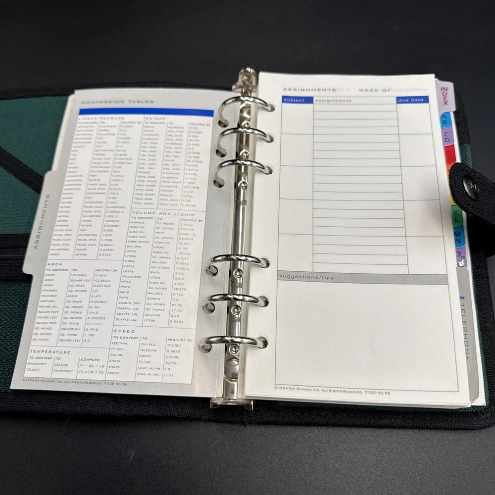DayRunner includes inserts