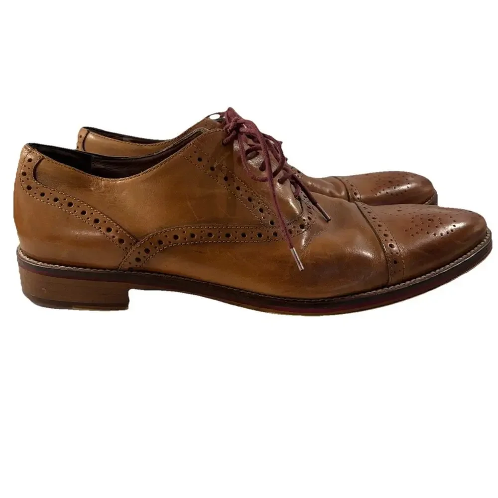 Johnston &‎ Murphy Mens Size 13 M Conrad Captoe Oxford Brown Leather Dress Shoe