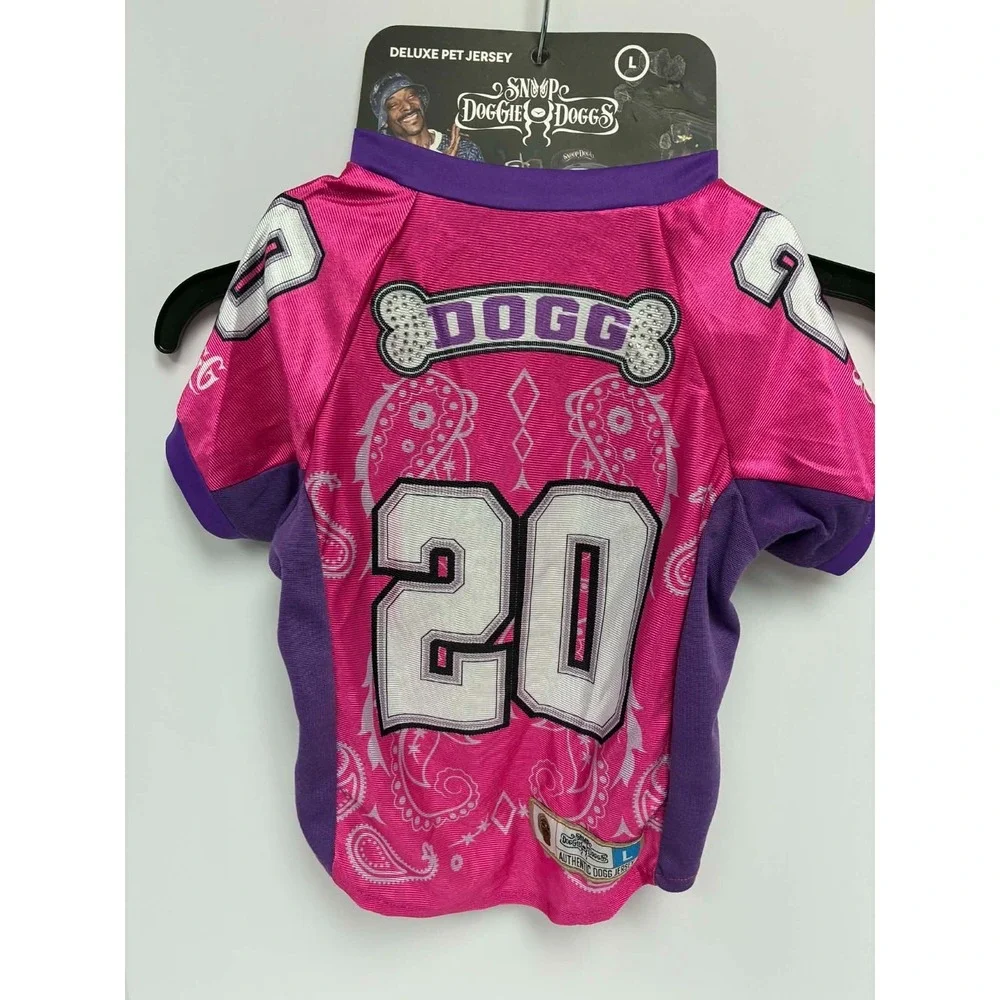 Snoop Doggie Doggs Pet Jersey Large Pink Dog Shirt #20 Deluxe Pet Jersey NWT