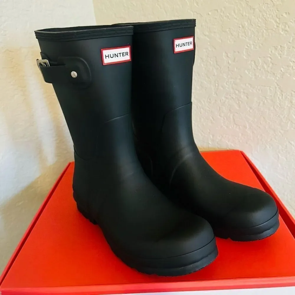 HUNTER Original Short Waterproof Rain Boot, Rubber Black, Size‎ 9, NWT