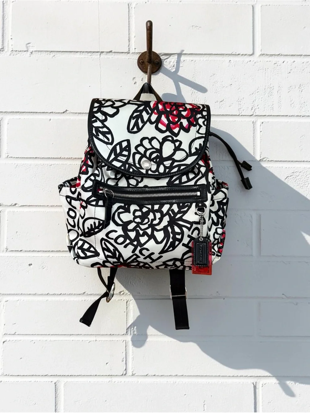 Coach Daisy Poppy Nylon Backpack