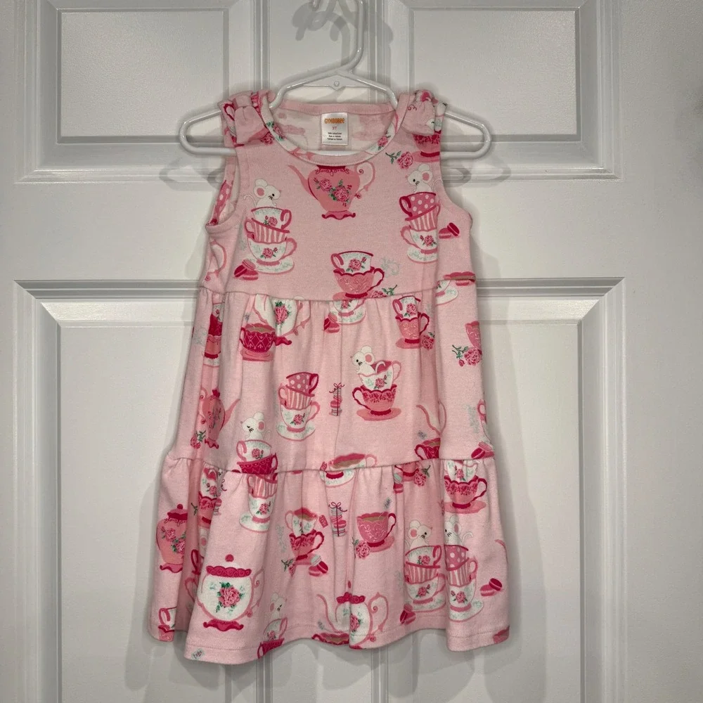 Gymboree Girls Pink Tea Party Mouse Teacup‎ Dress Size 3T