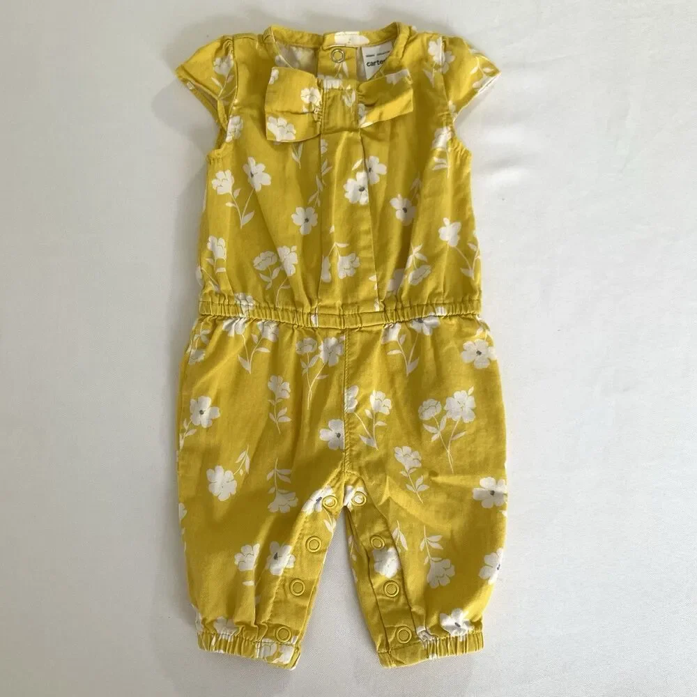 Carters Jumpsuit Romper Baby Girl Newborn‎ Yellow Floral Play Boho Cute Colorful