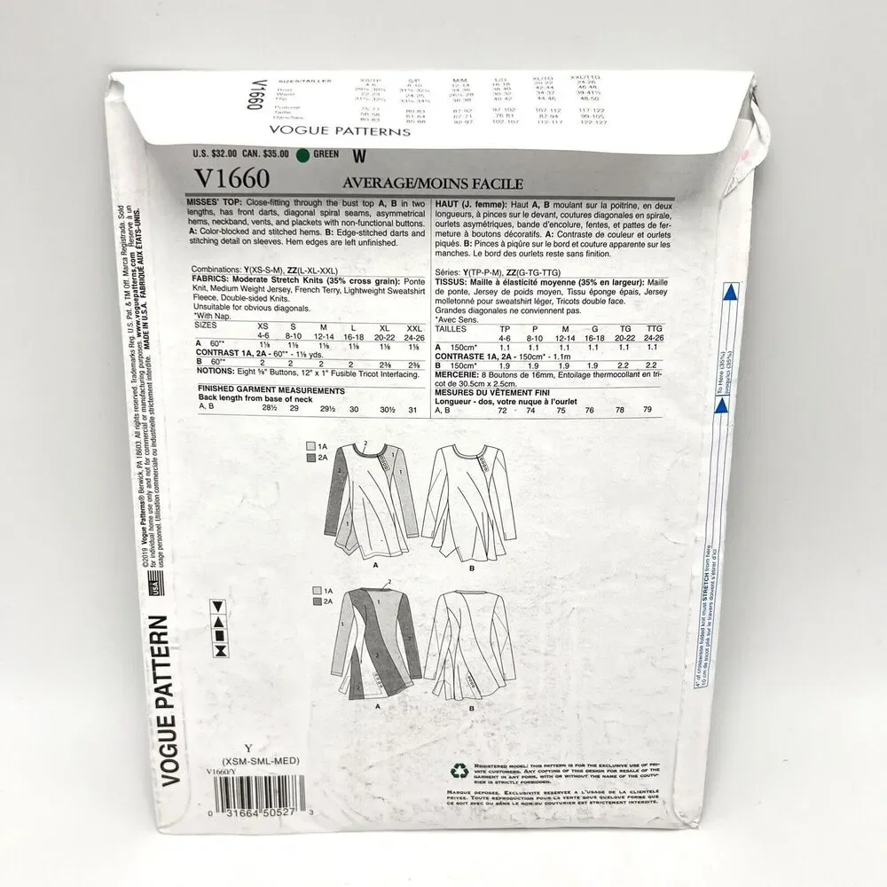 Vogue sewing pattern v1660