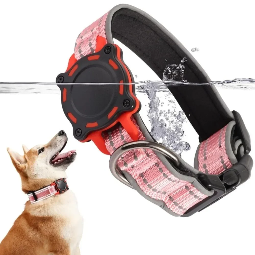 Vigdit NWOT Pink Airtag Waterproof Reflective Dog Collar Size Small