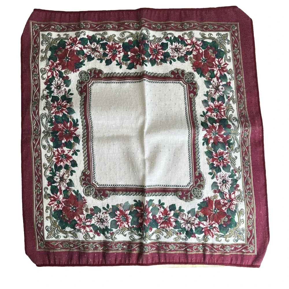 CHRISTMAS POINSETTIA 6 Napkins Fashion Industries Festive Holiday Season Dining‎