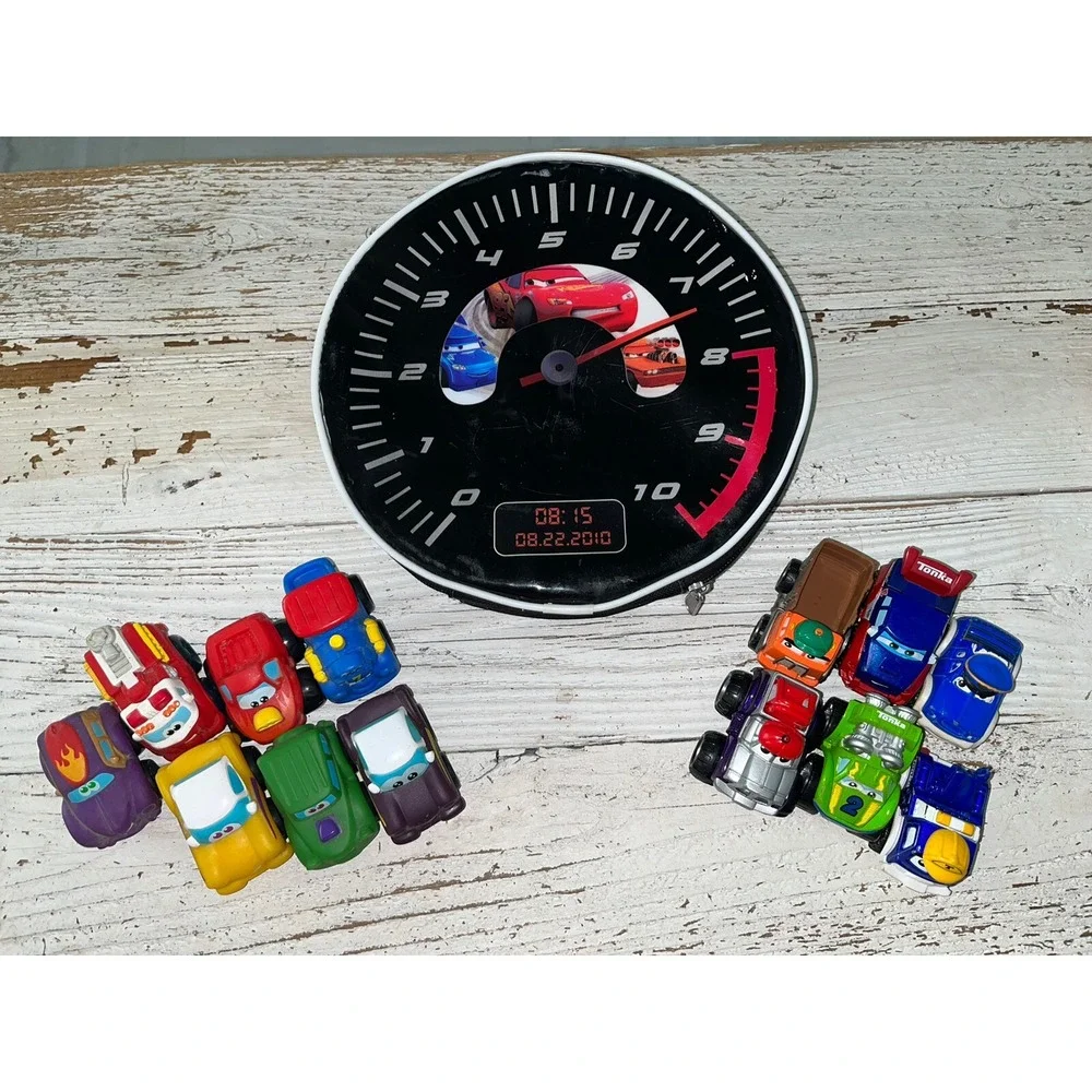 Disney Pixar Cars Lot ,  Round Black Carry Bag , Maisto And Tonka‎ , 13 Cars