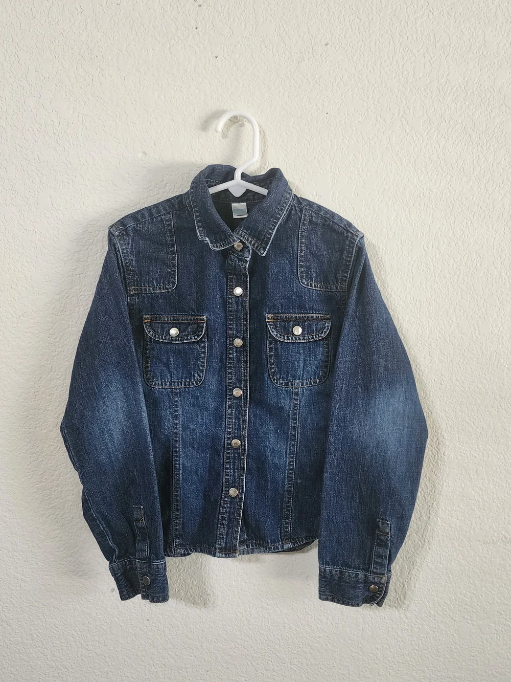 Old Navy Girls' 8 Dark Wash Button Up Denim Shirt Jacket