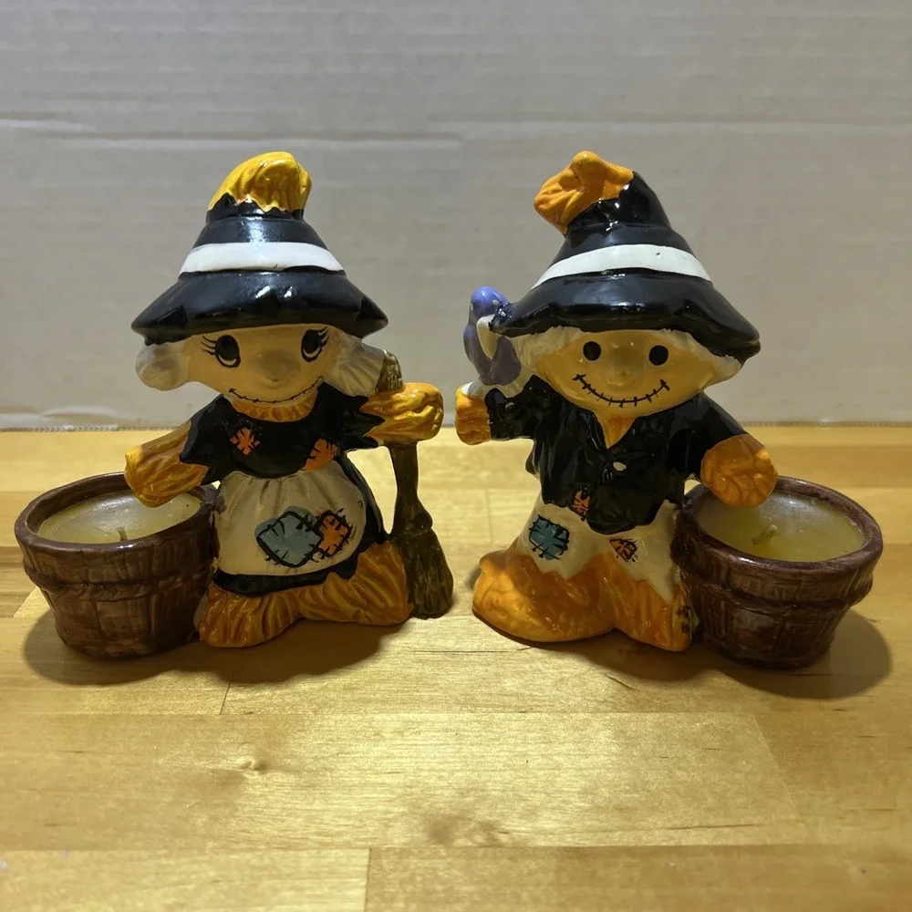 Vintage Pilgrim Scarecrow Candleholders Made By Lego Taiwan