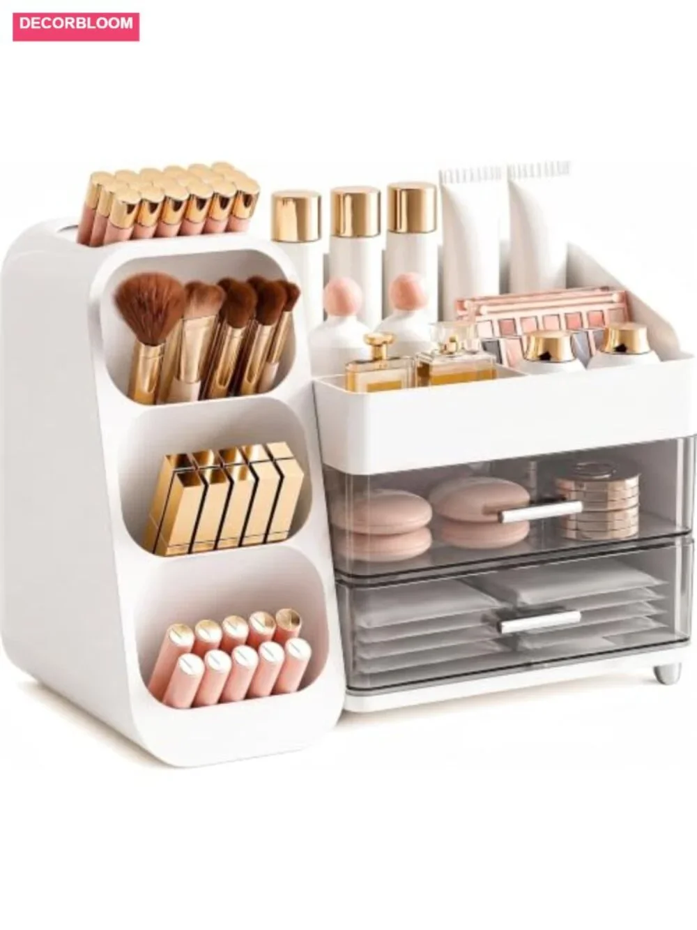 Large Capacity Makeup Organizer with Acrylic Drawer for Vanity