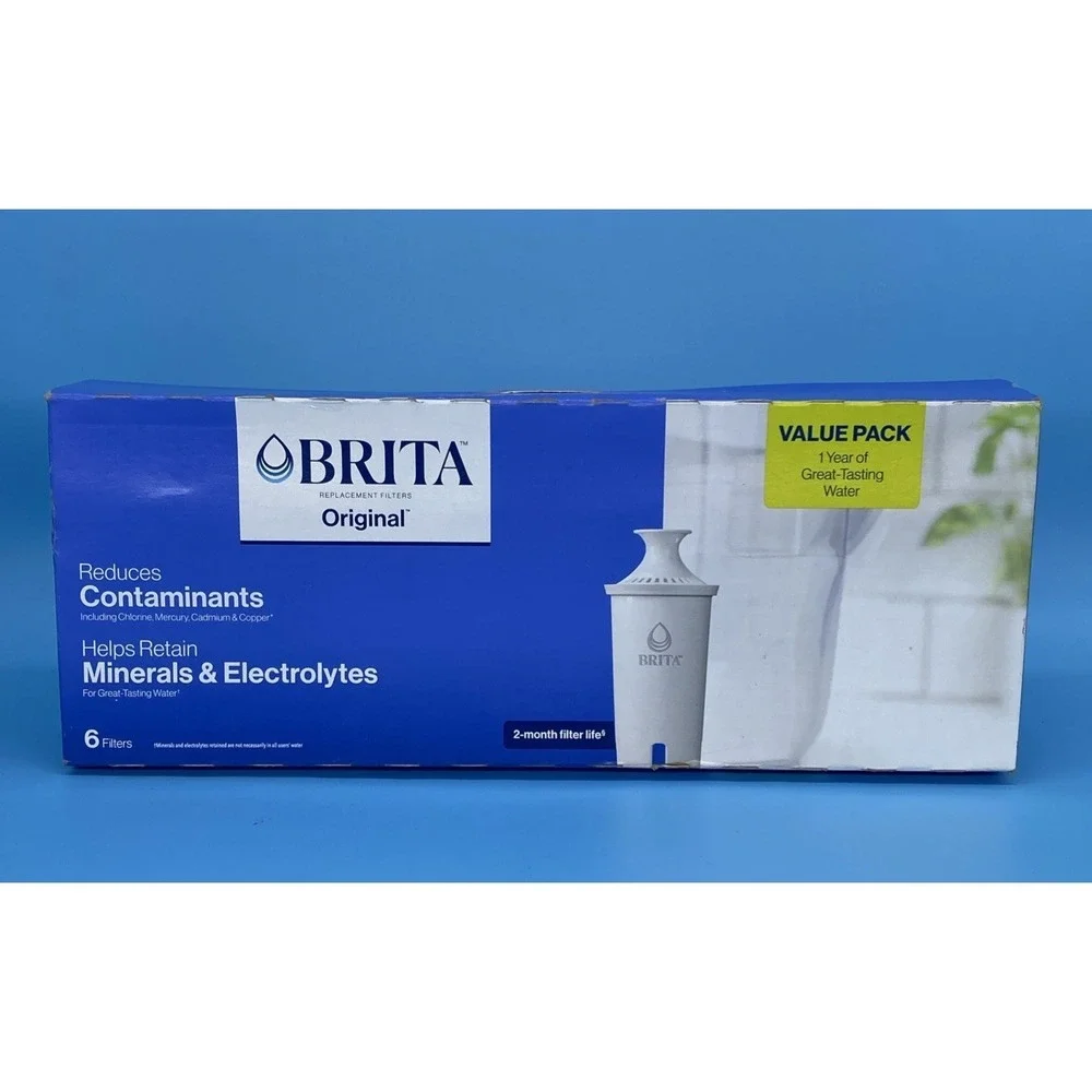 6 Pack Brita Standard Water Filter OB03 for Pitchers, Dispensers Reduces Copper
