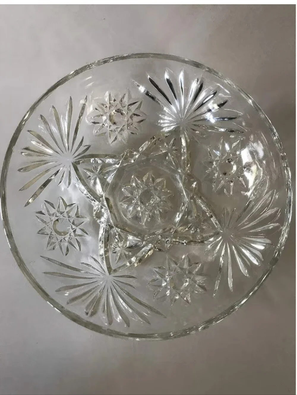 Anchor Hocking Star Of David Clear Pressed Glass‎ Plate 9.5 Inch