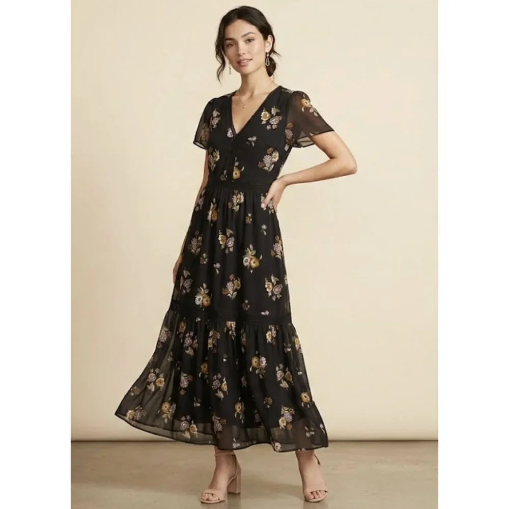 Abercrombie & Fitch Black Floral Maxi Dress