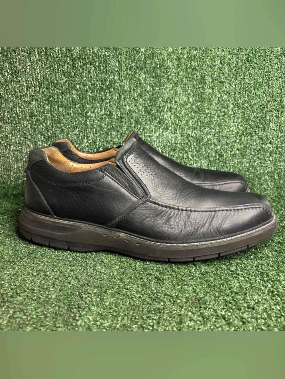 Clarks Unstructured Black Leather‎ Loafers Slip-On Men’s Size 14 M