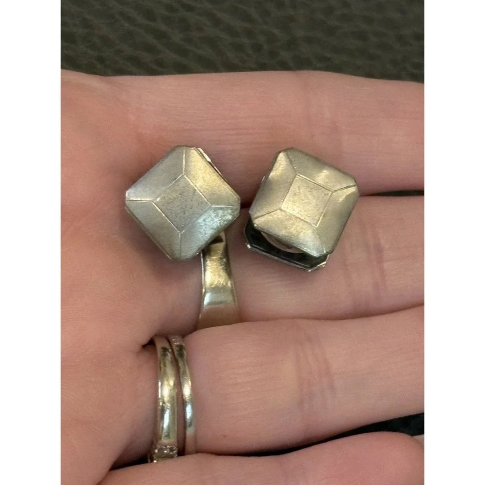 Vintage B&W Co Kum-A-Part Art Deco Sterling Silver Top Snap Cufflinks Pat 1923