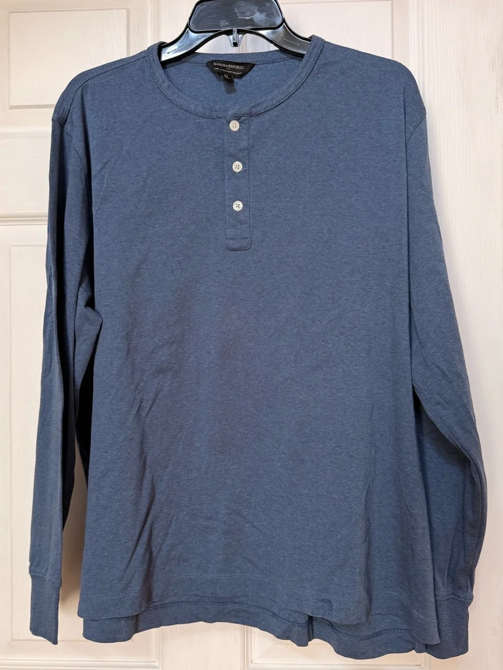 Banana Republic Men's Long Sleeve Henley - Slate Blue