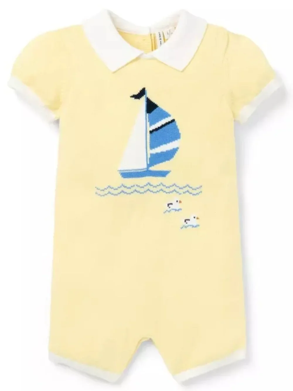 Janie and Jack Yellow Baby Sailboat Romper
