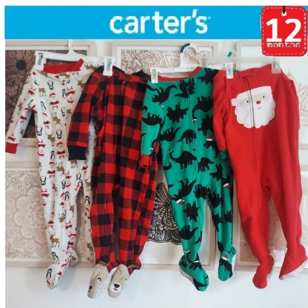 4 Carter's Christmas sleepers,  12 months
